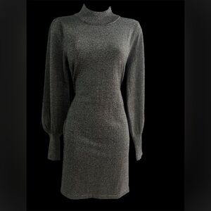 Elegant Gray Long-Sleeve Dress